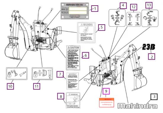 Mahindra Tractor Label , Warning/ca P65 B 11449100030 Mahindra Direct Parts