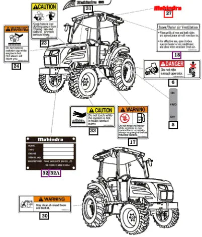 Mahindra Tractor Label, Cabin Roof - Old 12429100010 Mahindra Direct Parts