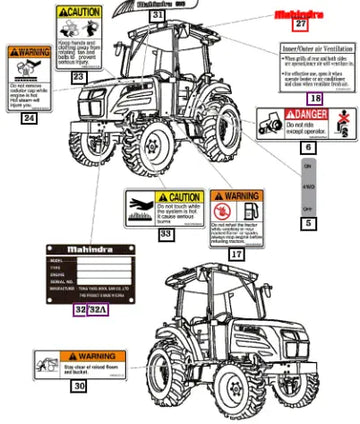 Mahindra Tractor Label, Cabin Roof - Old 12429100010 Mahindra Direct Parts