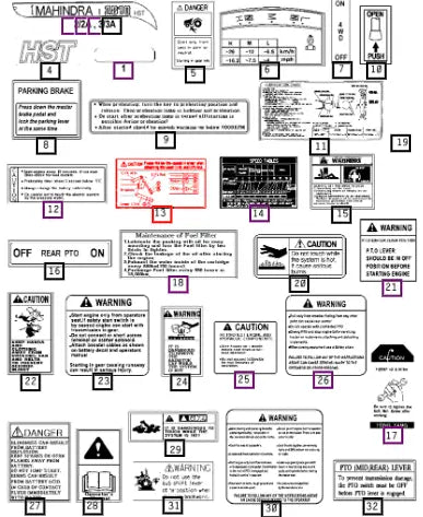 Mahindra Tractor Label, Caution 3p 13129040020 Mahindra Direct Parts