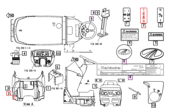 Mahindra Tractor Label, Declutch 19572721000 Mahindra Direct Parts