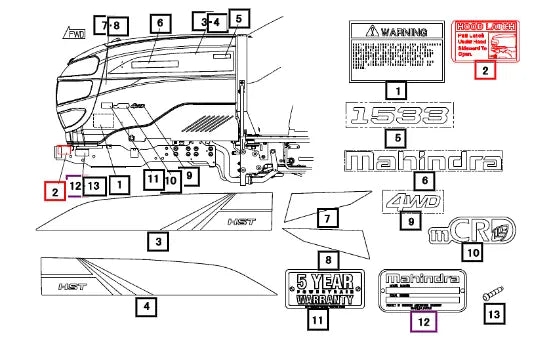 Mahindra Tractor Label, Latch 19488716000 Mahindra Direct Parts
