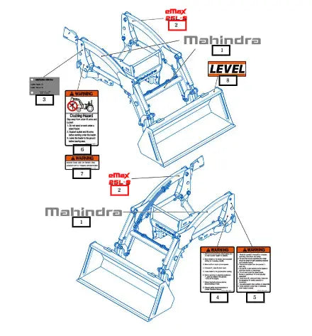 Mahindra Tractor Label, Name (emax 25l-s) 0.15t 87505000022 Mahindra Direct Parts