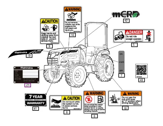 Mahindra Tractor Label, Rops 11379045010 Mahindra Direct Parts