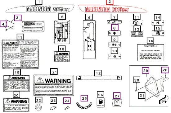 Mahindra Tractor Label, Side Rh For 2015 19672720000 Mahindra Direct Parts