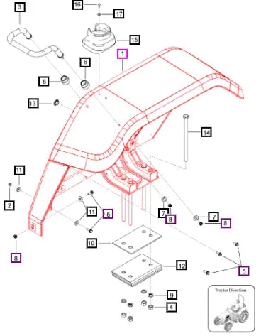 Mahindra Tractor Left-Hand Rear Fender Assembly 007640616V92 Mahindra Direct Parts