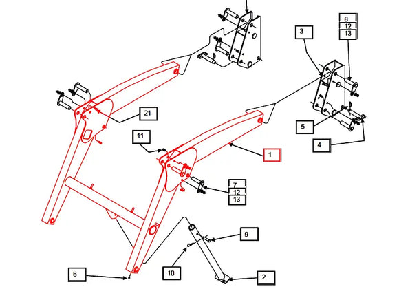 Mahindra Tractor Loader Boom Assembly KMW11003068 Mahindra Direct Parts