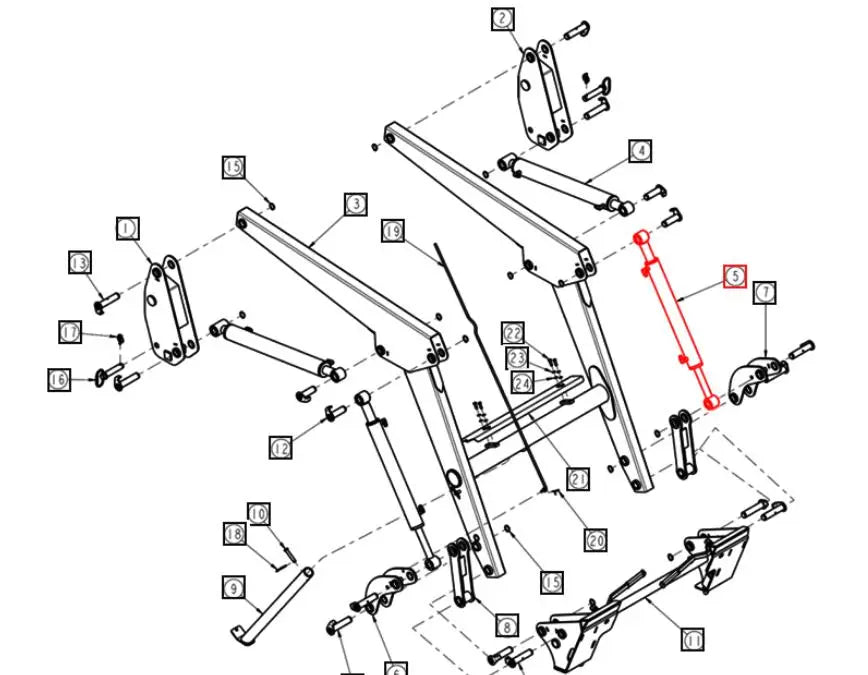 Mahindra Tractor Loader Bucket Tilt Cylinder for 25 & 4500 Series Mahindra