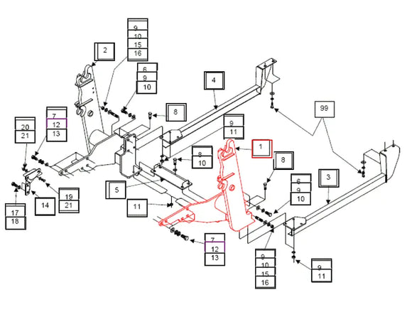 Mahindra Tractor Loader Center Bracket Left Hand LH KMW12453518 Mahindra Direct Parts
