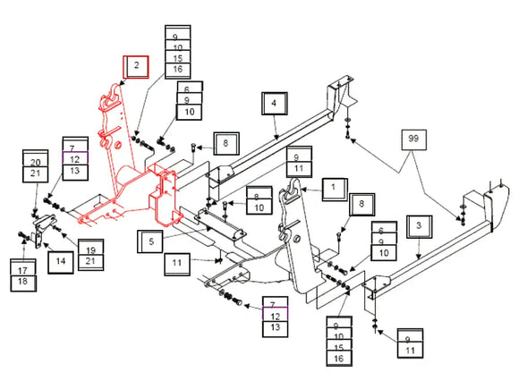 Mahindra Tractor Loader Center Bracket Right Hand RH KMW12453519 Mahindra Direct Parts