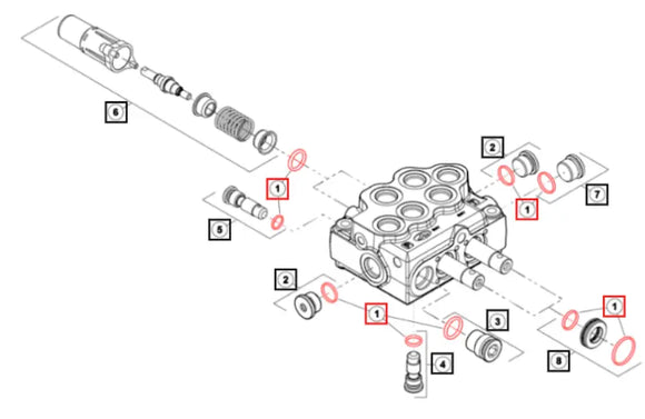 Mahindra Tractor Loader Control Valve Seal Kit 59018520ALO Mahindra Direct Parts