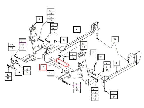 Mahindra Tractor Loader Cross Brace KMW12093065 Mahindra Direct Parts