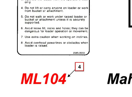 Mahindra Tractor Loader Decal - ML104 KMW05953042 Mahindra Direct Parts