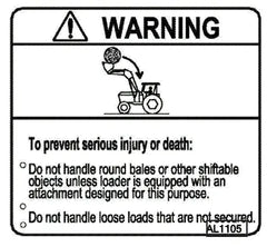 Mahindra Tractor Loader Decal - Warning Do Not Handle ANSAL1105