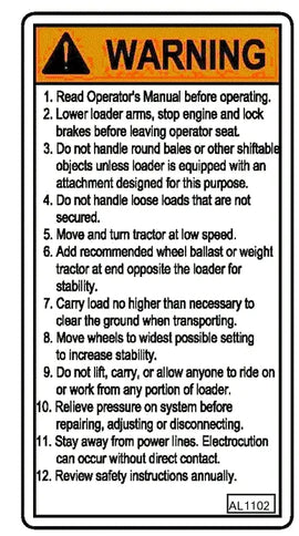 Mahindra Tractor Loader Decal - Warning On Boom ANSAL1102 Mahindra Direct Parts