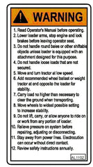 Mahindra Tractor Loader Decal - Warning On Boom ANSAL1102
