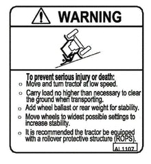 Mahindra Tractor Loader Decal - Warning Safety ANSAL1107