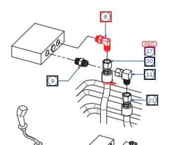 Mahindra Tractor Loader Hydraulic Fitting 90 Elbow MH4120115950 Mahindra Direct Parts