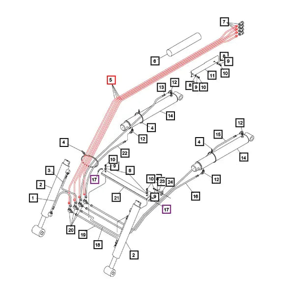 Mahindra Tractor Loader Hydraulic Hose Assembly KMW05822106506076 Mahindra Direct Parts