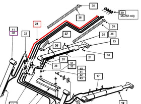 Mahindra Tractor Loader Hydraulic Hose - T to Boom End 3/8x107 KMW05822108848107 Mahindra Direct Parts