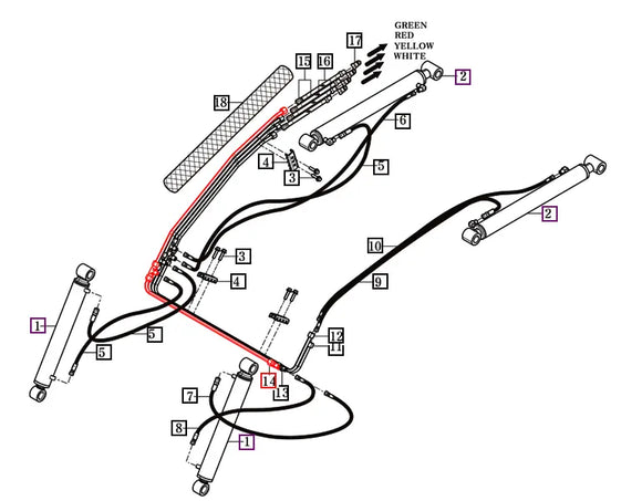 Mahindra Tractor Loader Hydraulic Pipe Roll Back 87753007001 Mahindra Direct Parts
