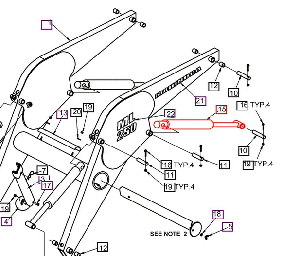 Mahindra Tractor Loader Lift Cylinder BUH25416MA Mahindra Direct Parts