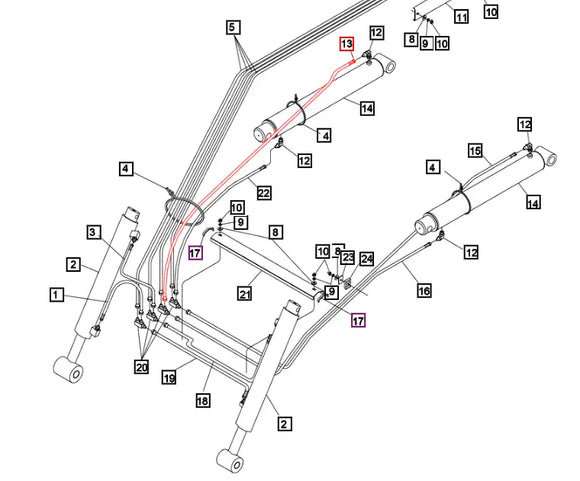 Mahindra Tractor Loader Lift Cylinder Hose KMW05821506506046 Mahindra Direct Parts