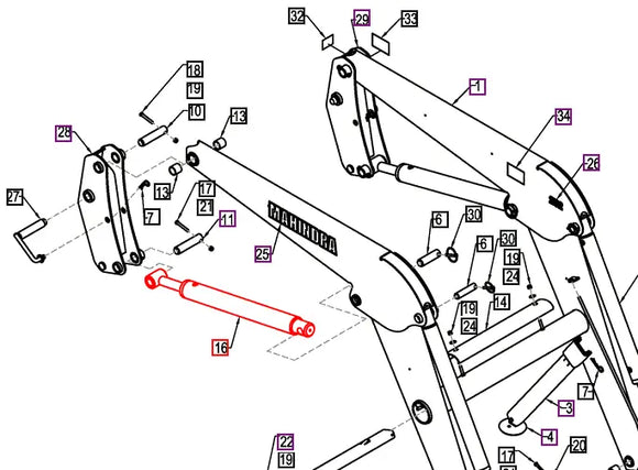 Mahindra Tractor Loader Lift Cylinder LH / RH BUH83100064 Mahindra Direct Parts