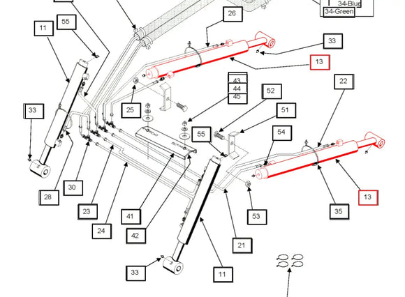Mahindra Tractor Loader Lift Cylinder LH / RH KMW31602112 Mahindra Direct Parts
