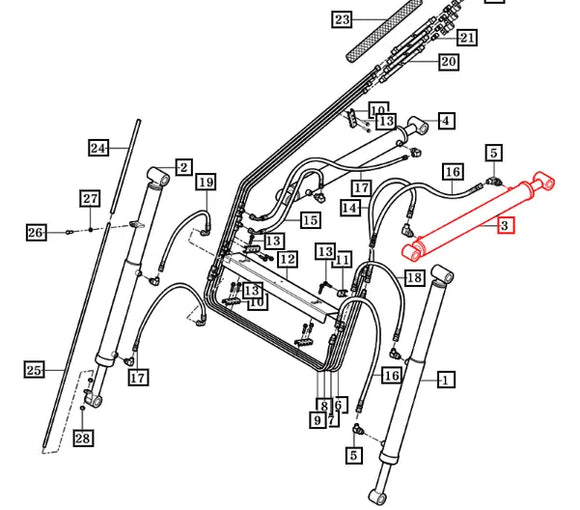 Mahindra Tractor Loader Lift Cylinder Left Hand LH 86703000261GB Mahindra Direct Parts