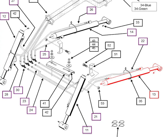 Mahindra Tractor Loader Lift Cylinder Left Hand LH KMW31602120 Mahindra Direct Parts