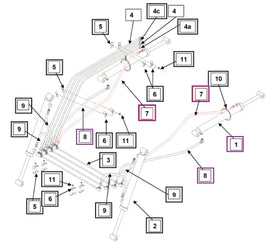Mahindra Tractor Loader Lift Cylinder Long Hose KMW05821106506044 Mahindra