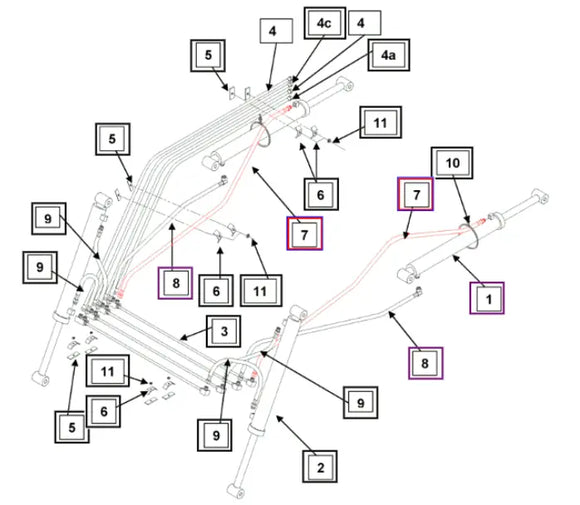 Mahindra Tractor Loader Lift Cylinder Long Hose KMW05821106506044 Mahindra