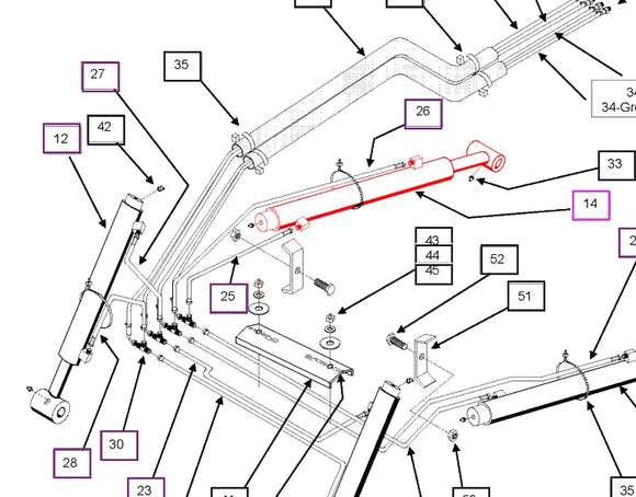 Mahindra Tractor Loader Lift Cylinder Right Hand RH KMW31602119 Mahindra Direct Parts
