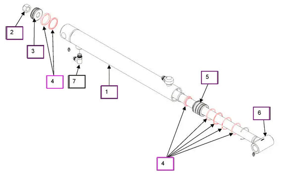 Mahindra Tractor Loader Lift Cylinder Seal Kit KMW05902131 Mahindra Direct Parts