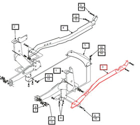 Mahindra Tractor Loader Rear Rail Left Hand LH KMW12073172 Mahindra Direct Parts