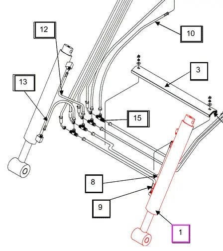 Mahindra Tractor Loader Tilt Cylinder LH / RH KMW31502104 Mahindra Direct Parts