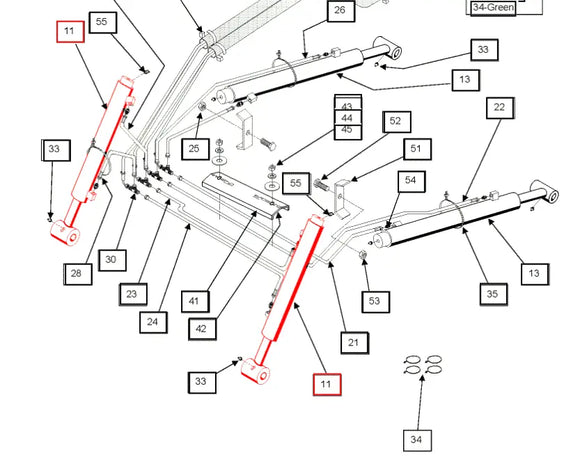 Mahindra Tractor Loader Tilt Cylinder RH / LH KMW31502140 Mahindra Direct Parts