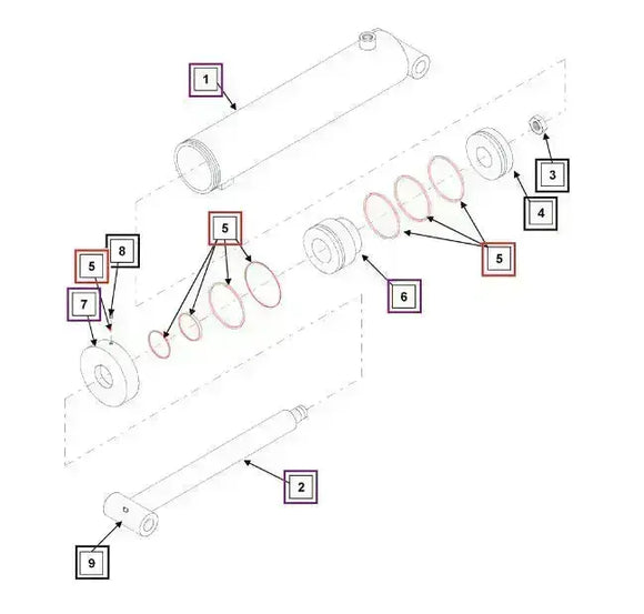 Mahindra Tractor Loader Tilt Cylinder Seal Kit KMW05902002 Mahindra Direct Parts