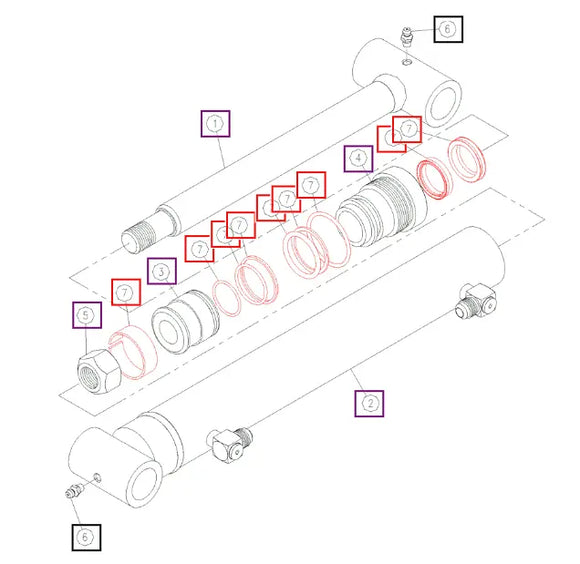Mahindra Tractor Loader Tilt Cylinder Seal Kit KMW05902057 Mahindra Direct Parts