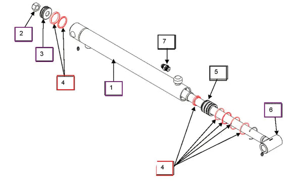 Mahindra Tractor Loader Tilt Cylinder Seal Kit KMW05902085 Mahindra Direct Parts