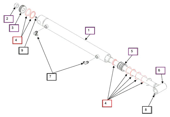 Mahindra Tractor Loader Tilt Cylinder Seal Kit KMW05902112 Mahindra Direct Parts