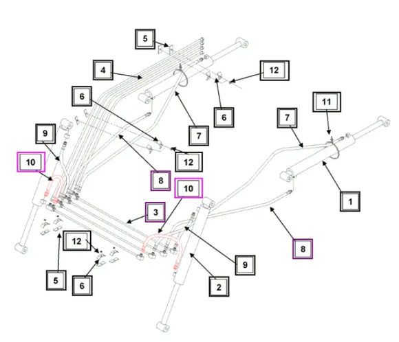 Mahindra Tractor Loader Tilt Cylinder Short Hose KMW0582-2106506022 Mahindra