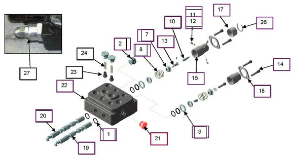 Mahindra Tractor Loader Valve L/C Plug Assembly KMW05803225 Mahindra