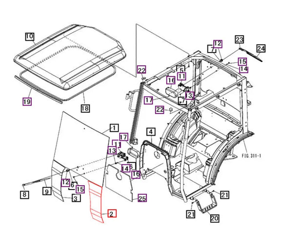 Mahindra Tractor Lower Front Glass LH Left 19486627000 Mahindra