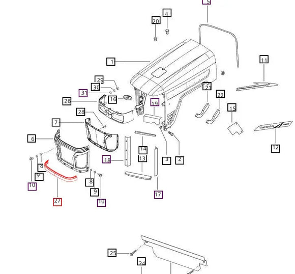 Mahindra Tractor Lower Grill Member  E007544294B91 Mahindra