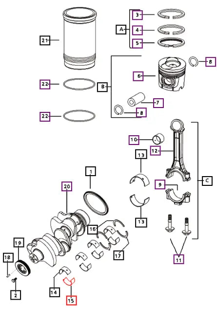 Mahindra Tractor Lower Main Bearing Engine 006004888F1 Mahindra