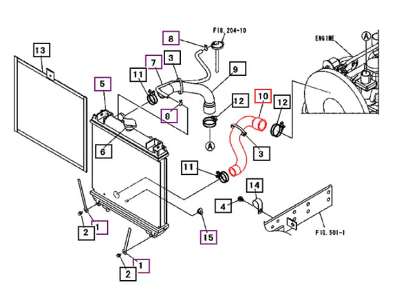 Mahindra Tractor Lower Radiator Hose 10380417000 Mahindra