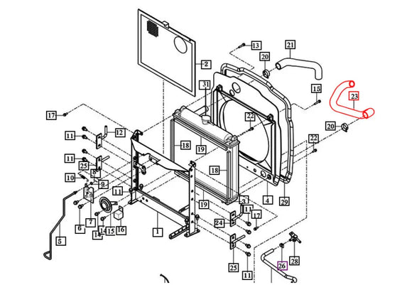 Mahindra Tractor Lower Radiator Hose 11201040111 Mahindra