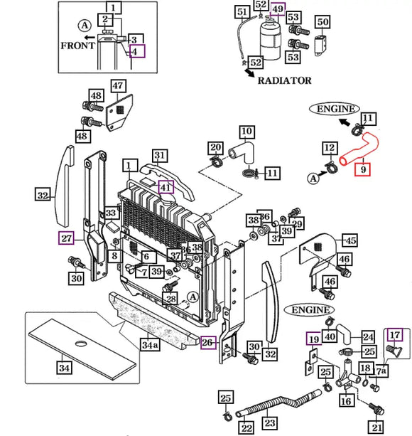 Mahindra Tractor Lower Radiator Hose 14501040111 Mahindra